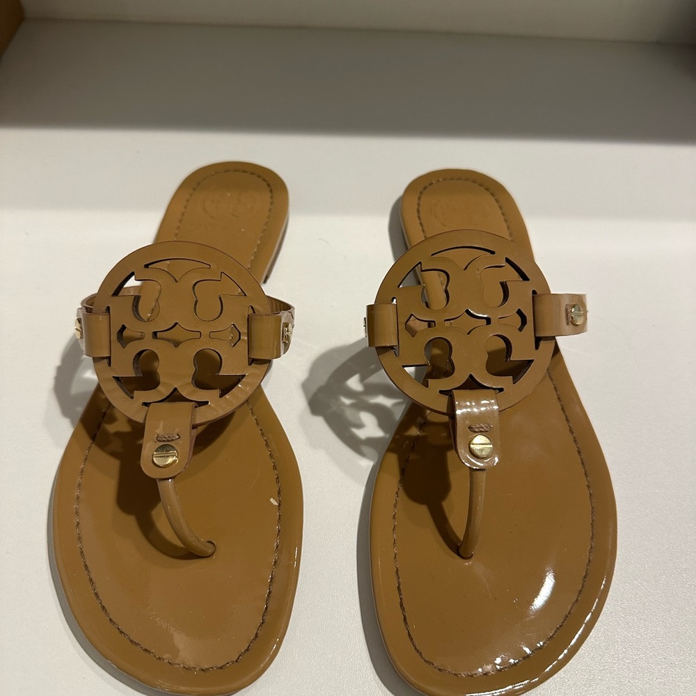 Tory Burch miller patent leather Tan Sandals
